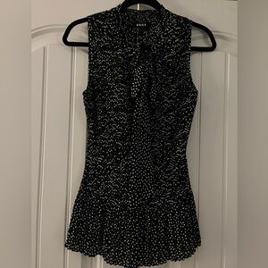 DKNY Shutter Pleat Polka Dot Sleeveless Blouse with Tie Front